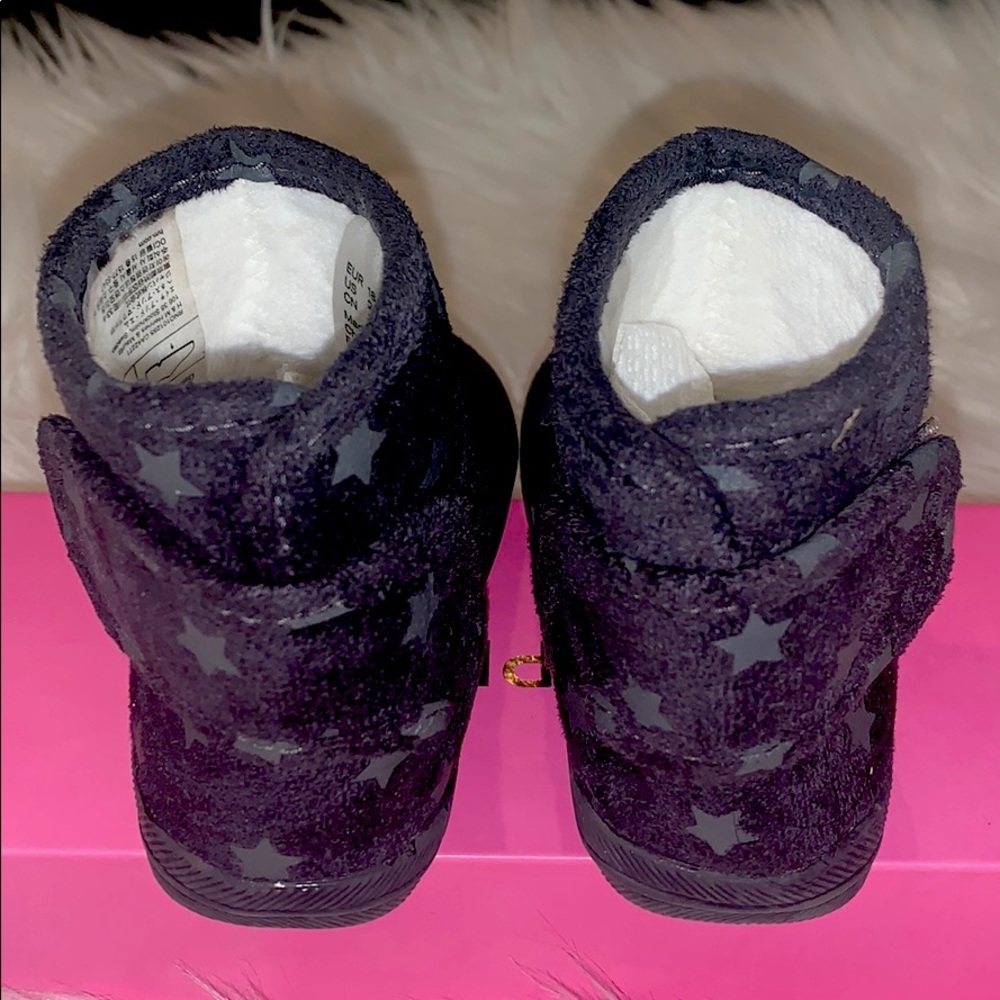 H&M Infant Sueded Fleece Lined Boots w/Stars Size 2.5-3.5 Black/Grey - Picture 5 of 6